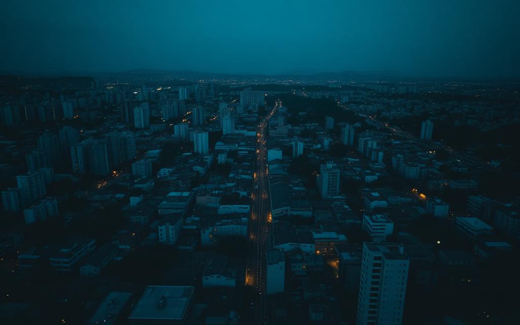 Vista aérea noturna do bairro de Pinheiros em São Paulo